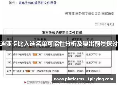 迪亚卡比入选名单可能性分析及复出前景探讨